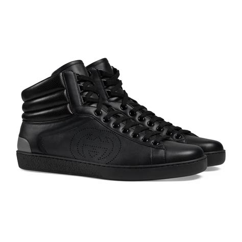 ace leather gucci shoes black|gucci ace high top sneakers.